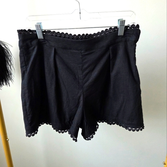 Express Black High Waist Eyelet Trim Shorts - Picture 3 of 8